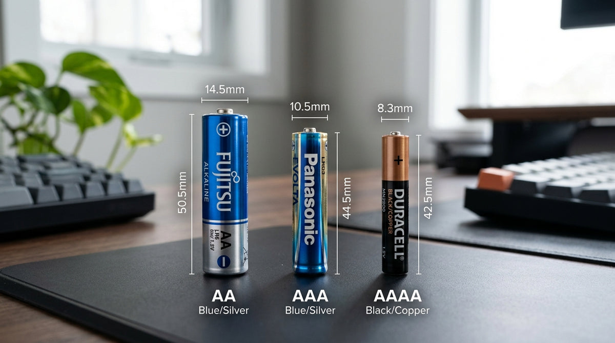 AA vs AAA vs AAAA Battery Size Comparison Banner