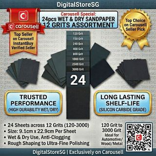 24pcs Wet and Dry Sandpaper Set 12 Grits