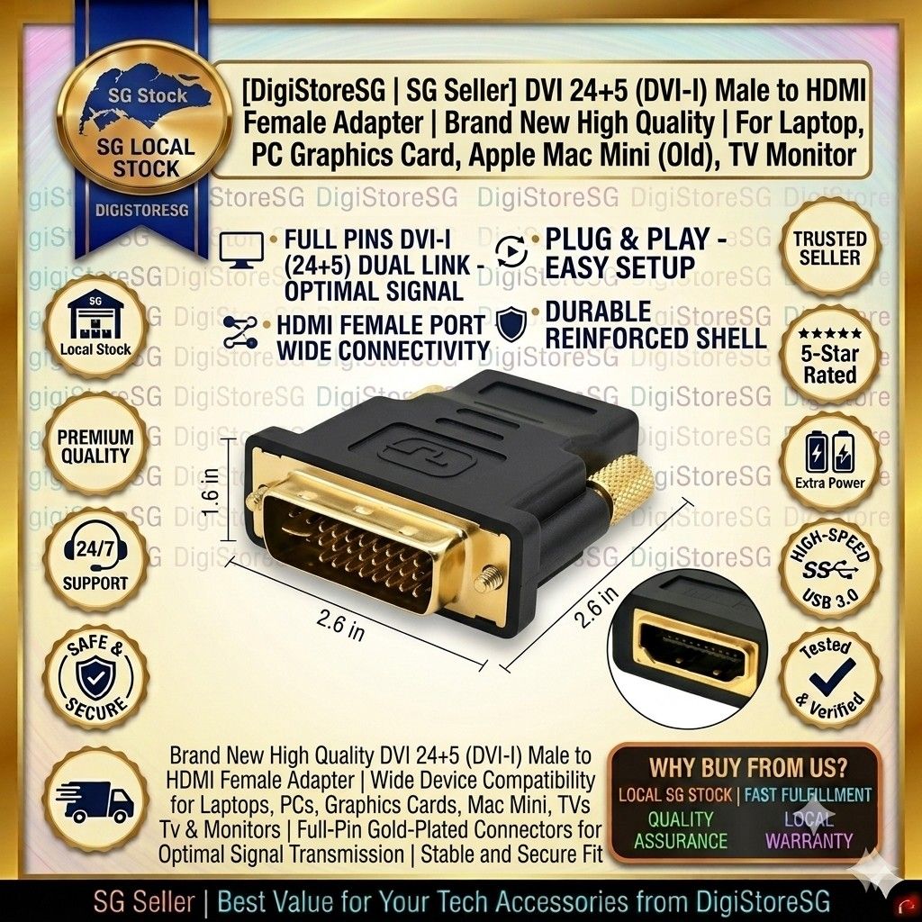 DVI-I Male to HDMI Female Adapter