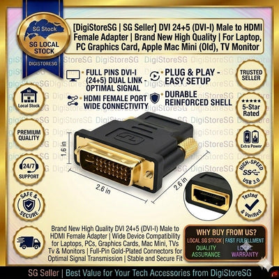 DVI-I Male to HDMI Female Adapter