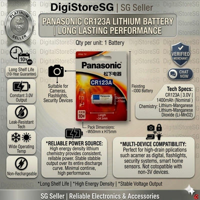 Panasonic CR123A 3V Lithium Battery