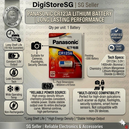 Panasonic CR123A 3V Lithium Battery