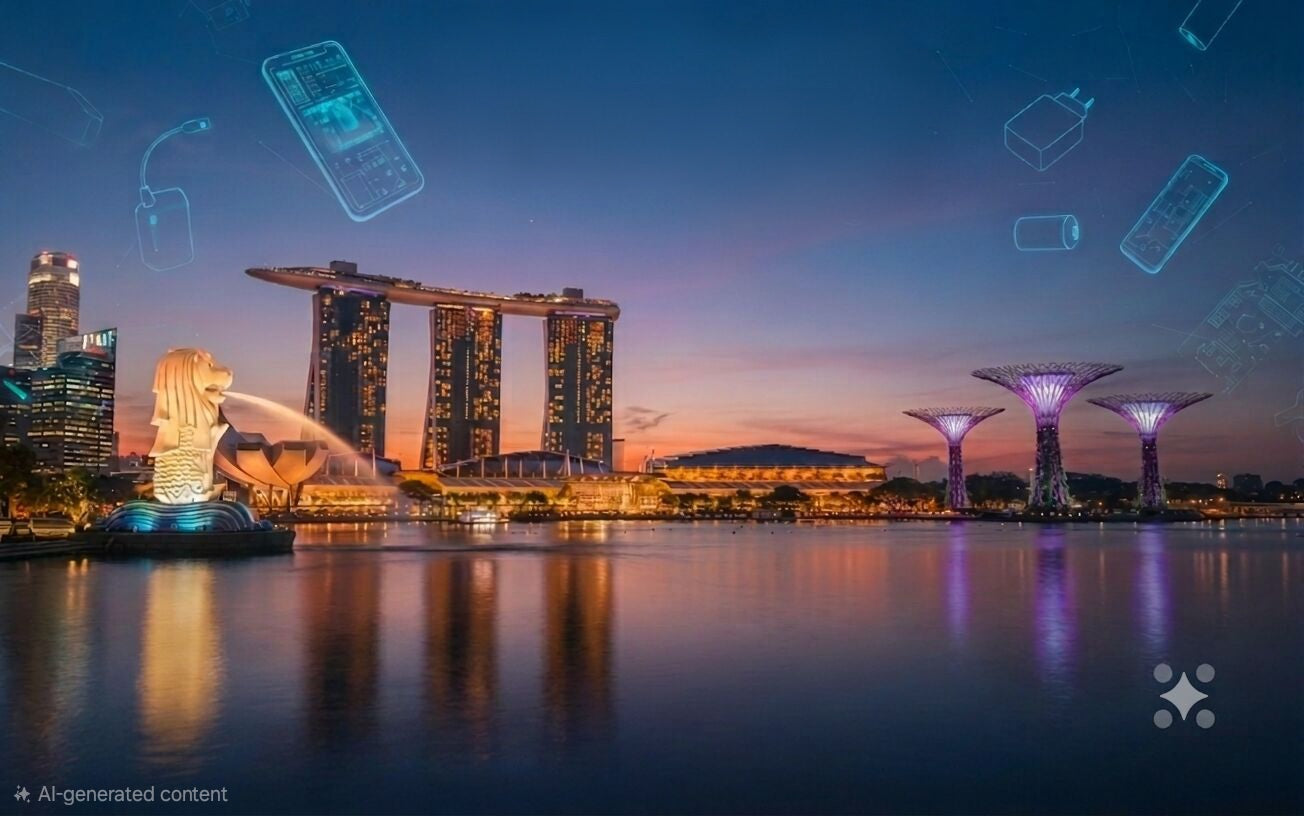 DigiStoreSG collections banner - Singapore skyline with tech device icons