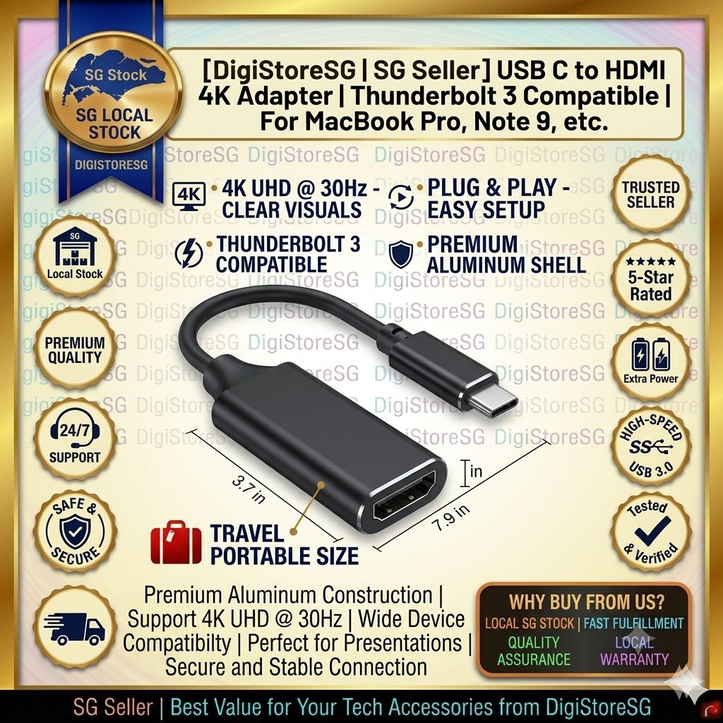 DigiStoreSG USB-C to HDMI 4K Adapter