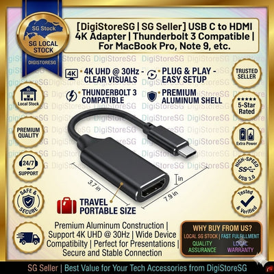 DigiStoreSG USB-C to HDMI 4K Adapter