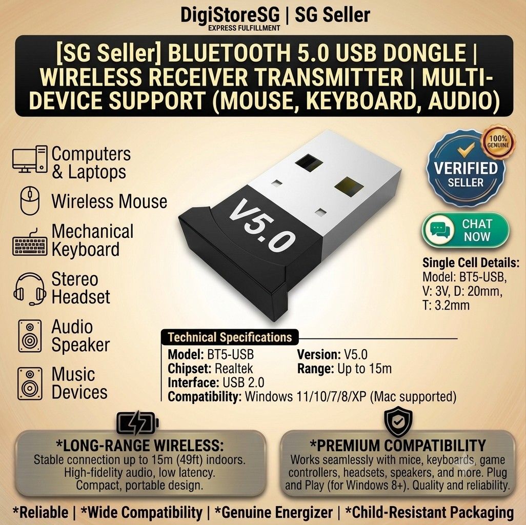 Bluetooth 5.0 Wireless USB Dongle Adapter