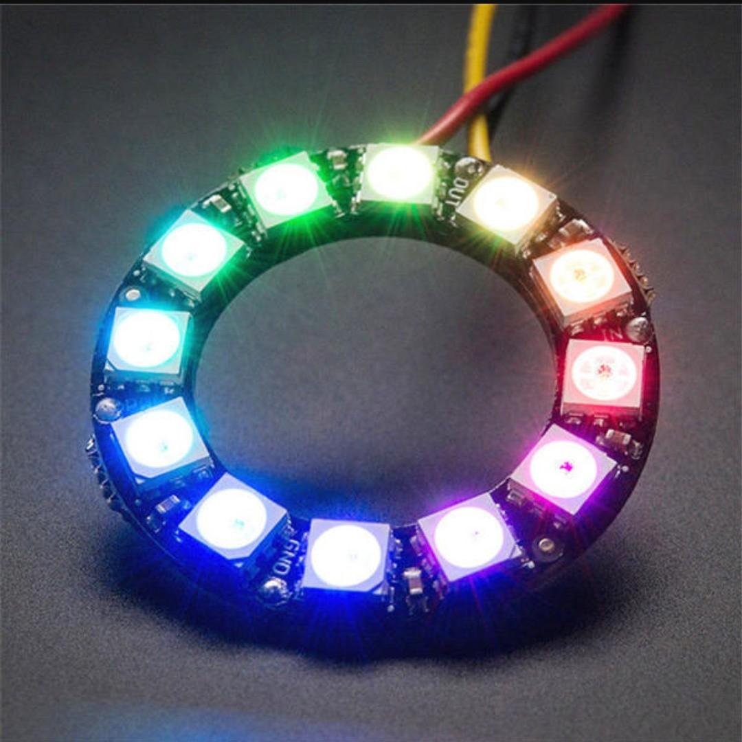 Programmable NeoPixel RGB LED ring illuminated