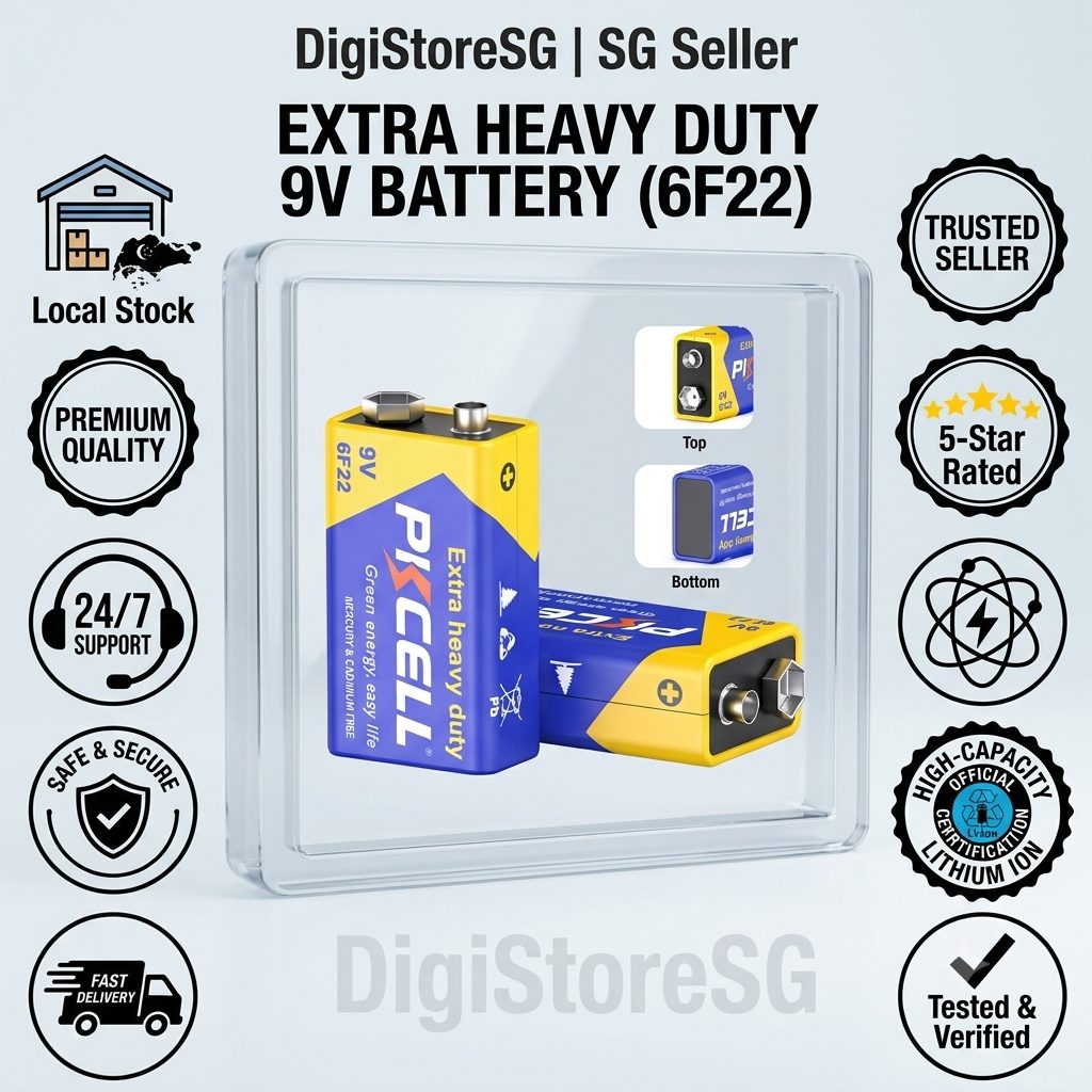 PKCELL 9V (6F22) Extra Heavy Duty Battery, Genuine Mercury Free
