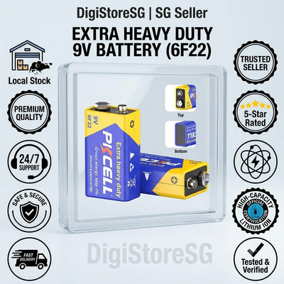 PKCELL 9V (6F22) Extra Heavy Duty Battery, Genuine Mercury Free