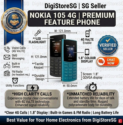 Nokia 105 4G VoLTE Feature Phone | Dual SIM, Long Battery Life