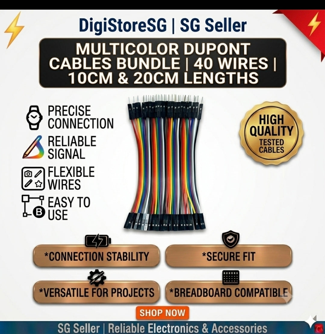 Dupont Cables | Male-to-Male, Male-to-Female, Female-to-Female | 40 Wires | 10cm & 20cm | Arduino Raspberry Pi Electronics DIY
