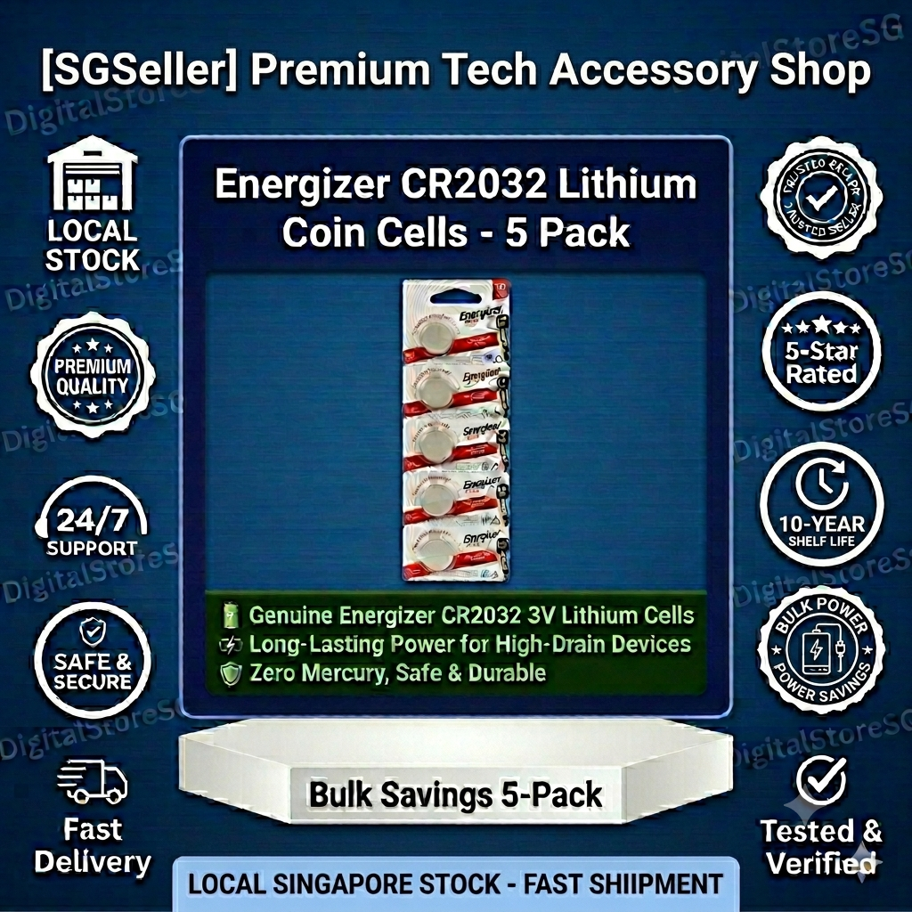 Energizer CR2032 Lithium Coin Cells - 5 Pack