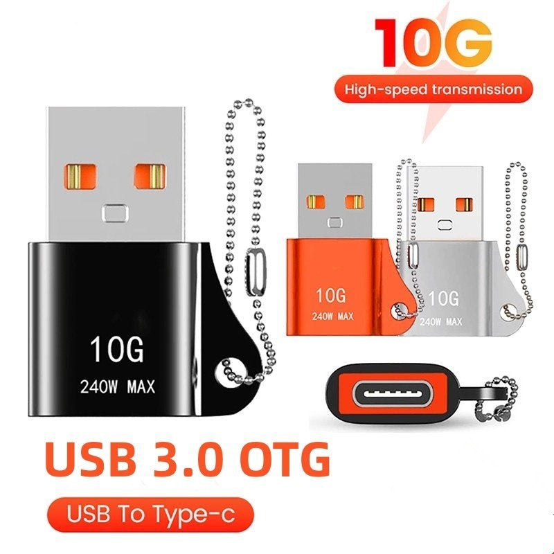 Portable OTG USB 3.0 Type-C to USB-A adapter, 240W fast charging