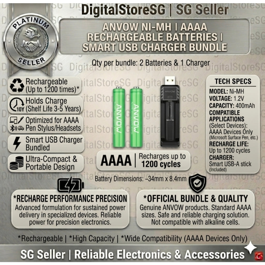 AAAA AAA AA rechargeable batteries with USB charger