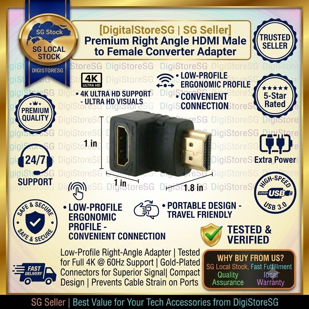 HDMI Male to Female 90 Degree Adapter