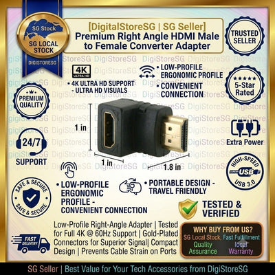 HDMI Male to Female 90 Degree Adapter