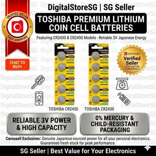 Toshiba CR2430 CR2450 3V Lithium Coin Cell Battery