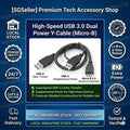 USB 3.0 Dual Power Y-Cable Micro-B