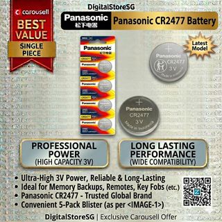 Panasonic CR2477 3V Lithium Coin Cell Battery