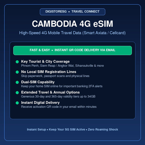 Cambodia 4G Travel Data eSIM DigiStoreSG
